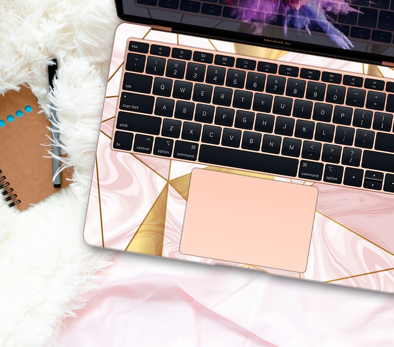 Geometric Marble Laptop Skin Sticker Top MacBook Pro 13 Skin Bottom Laptop Skin MacBook Air 13 Cover Pink Marble MacBook Pro 15 White Skin