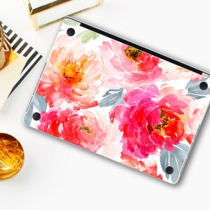 Peonies Pattern Skin Marble MacBook 12" MacBook Pro 15 inch Decal MacBook Pro 13 Touch Bar 2018 Floral Skin MacBook Air 13" Air 11 Stickers