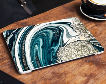 Natural Sandstone and Abstract Mineral Laptop Skin, Macbook Skin, Computer Decal Sticker Full Coverage Laptop Skin Silver Shell Glitter Skin