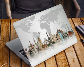 World Map Laptop Skin Sticker Top MacBook Pro 13 Skin Bottom Laptop Skin MacBook Air 13 Decal Cover Travel MacBook Pro 15 Macbook Pro 16