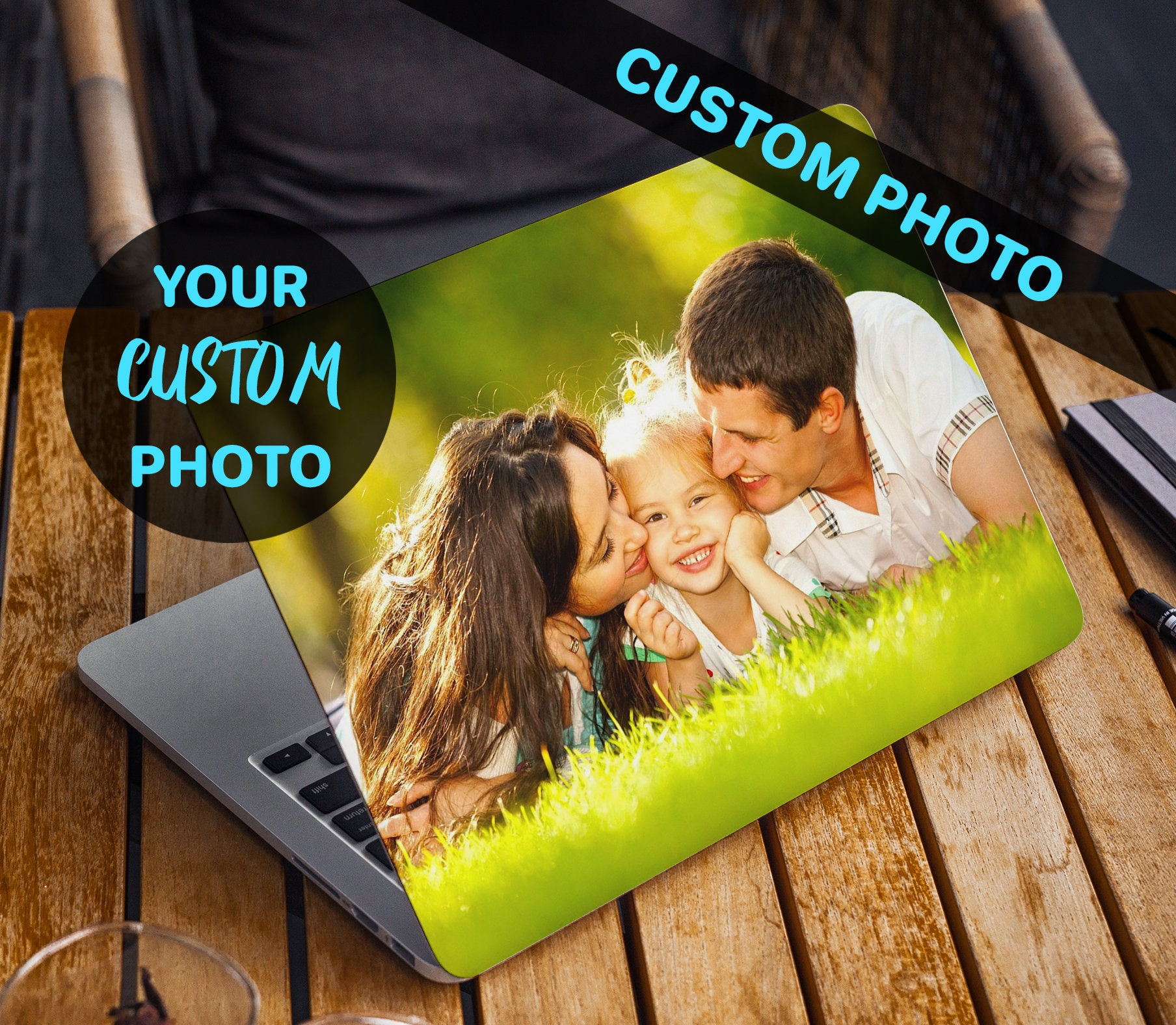 Your CUSTOM Photo Laptop Skin Custom Name Initials Vinyl Decal Dell Hp ...