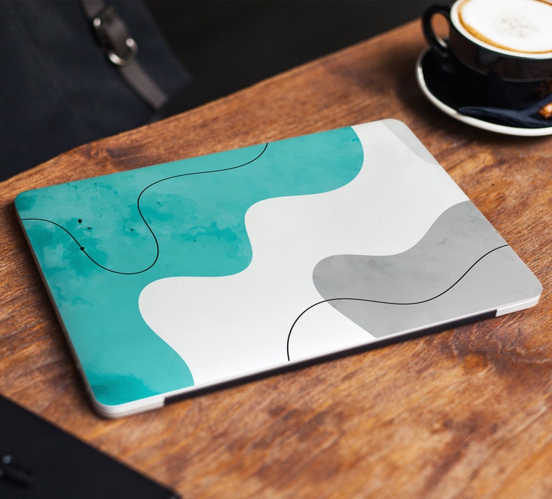 Geometric Marble Laptop Skin Liquid Acrylic Turquoise Vinyl Etsy