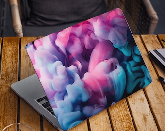 Colorful Smoke Laptop Skin, Macbook Skin, Computer Decal Sticker Full Coverage Laptop Skin Blue Smoke Pink Smoke Skin