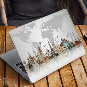World Map Laptop Skin Travel Notebook Vinyl Decal Dell Hp Lenovo Asus Chromebook Acer Laptop Decal Cover Map Skins For Any Laptop Stickers