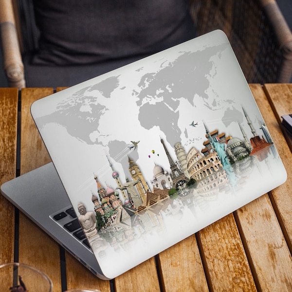 World Map Laptop Skin Travel Notebook Vinyl Decal Dell Hp Lenovo Asus Chromebook Acer Laptop Decal Cover Map Skins For Any Laptop Stickers