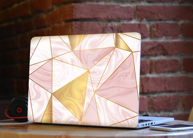 Geometric Marble Laptop Skin Sticker Top MacBook Pro 13 Skin Bottom Laptop Skin MacBook Air 13 Cover Pink Marble MacBook Pro 15 White Skin