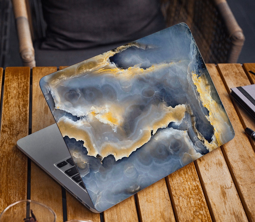 Blue Opal Laptop Skin Gold Marble Notebook Vinyl Decal Dell Hp Lenovo ...