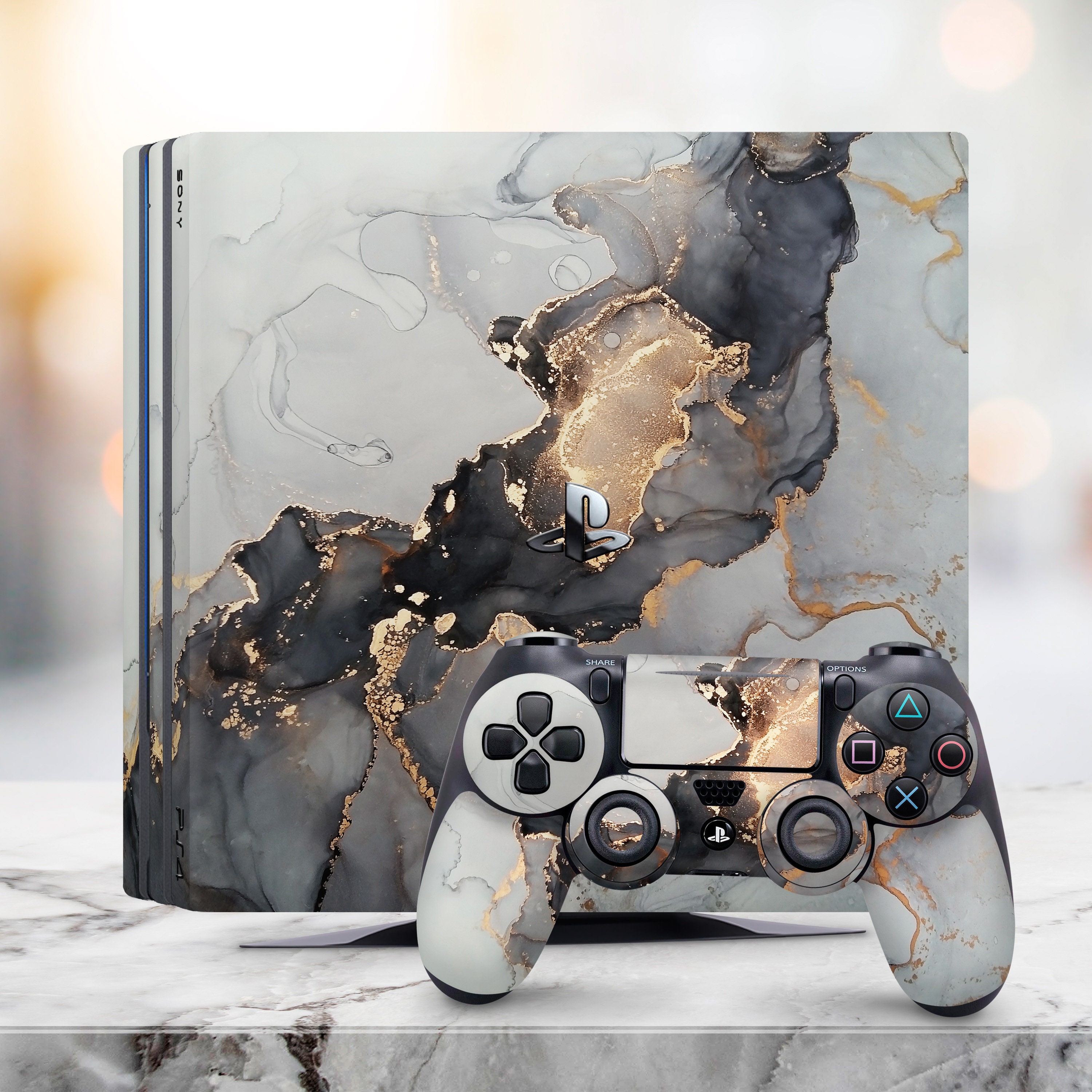 Slate Gold Marble PS5 Disk Console Skin