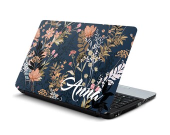 Flowers Laptop Skins Custom Name Vinyl Decal Dell Hp Lenovo Asus Chromebook Acer Laptop Decal Cover Skin For Any Laptop Stickers