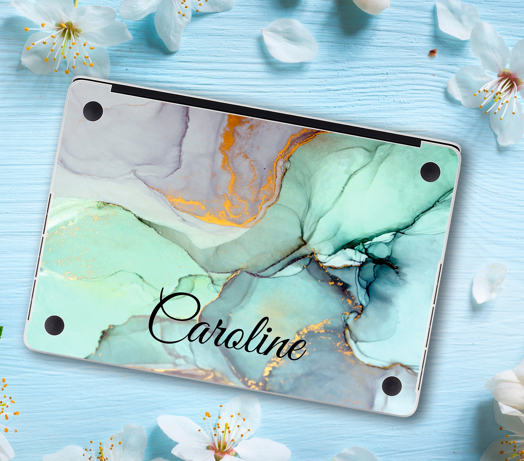 Colorful Marble Laptop Skin Custom Name Initials Vinyl Decal Dell Hp ...