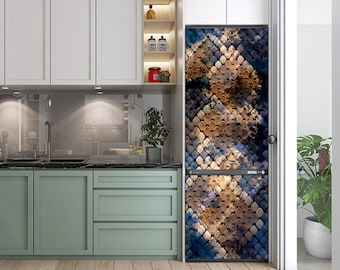 Fridge Wrap Snake Print Floral Pattern Refrigerator Decal Vinyl Skin Modern Kitchen Decor Fridge Skins Housewarming Gift For Her