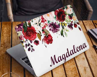 Floral Laptop Skin Sticker Name Notebook Vinyl Decal Dell Hp Lenovo Asus Chromebook Acer Laptop Decal Cover Skin For Any Laptop Sticker