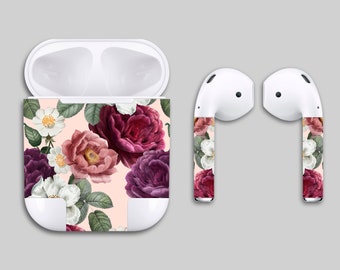 Peonies Skin AirPod Skin Wrap Apple Air Pod 1 2 Decal Floral Decal AirPod Sticker Earphones Label Anti Theft AirPods Vinyl Skin AirPods