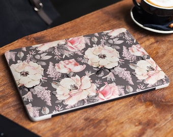 Rose Garden Elegant Watercolor Flowers Laptop Skin, Macbook Skin, Computer Decal Sticker Full Coverage Laptop Skin