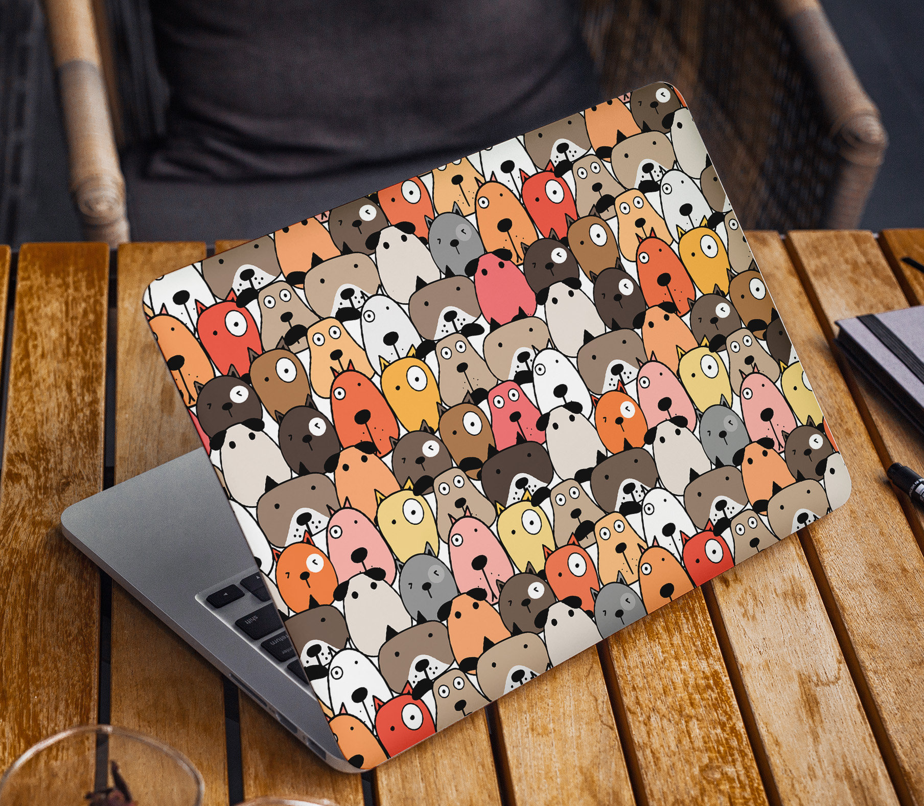 cute dogs laptop skin sticker watercolor notebook decal dell etsy