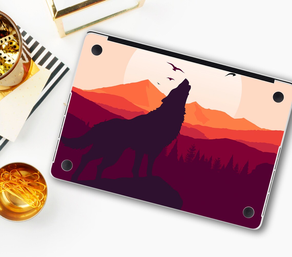 Wolf Pattern Macbook Pro 13 2017 Nature Vinyl Sticker Macbook Etsy