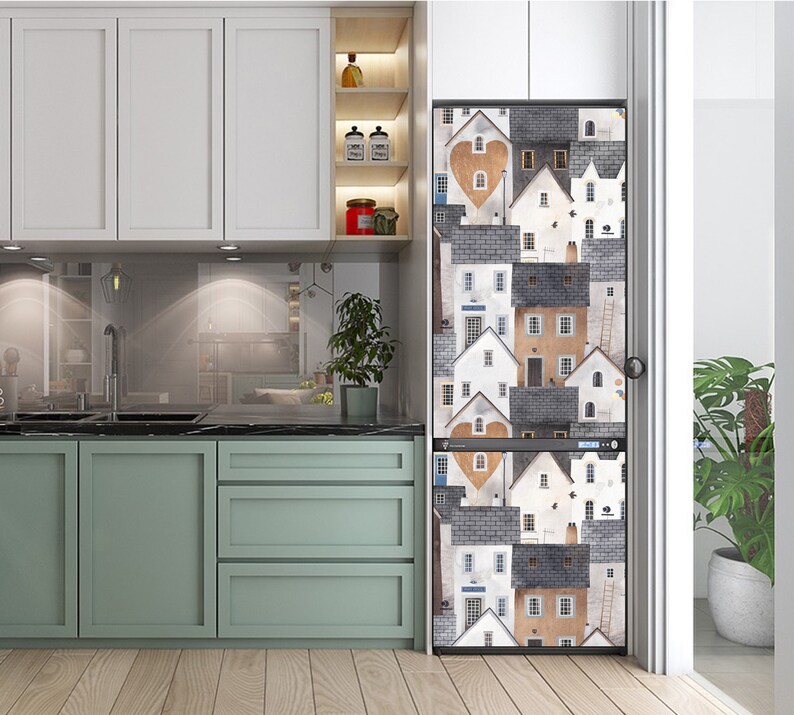 Fridge Pattern Vinyl Skins for Fridge Houses Refrigerator Decal Fridge ...