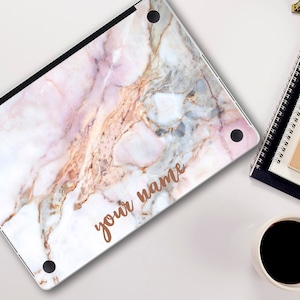 Mármore nome da pele do macbook bonito macbook pro 13 polegada 2018 ar 13 pro 15 personalizado macbook 12 rosa ouro rosa mármore menina adesivo vinil