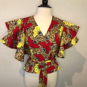 African print wrap blouse / Ankara blouse /kente blouse