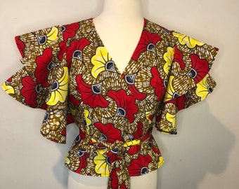 African print wrap blouse / Ankara blouse /kente blouse