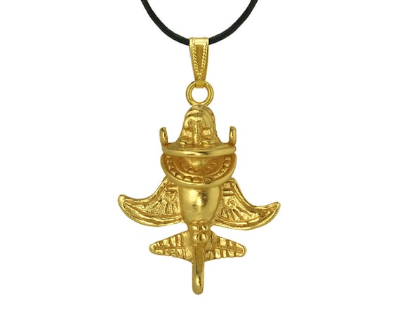 Quimbaya Flyer Ancient Aircraft Pendant 24k Gold Plated Golden Jet