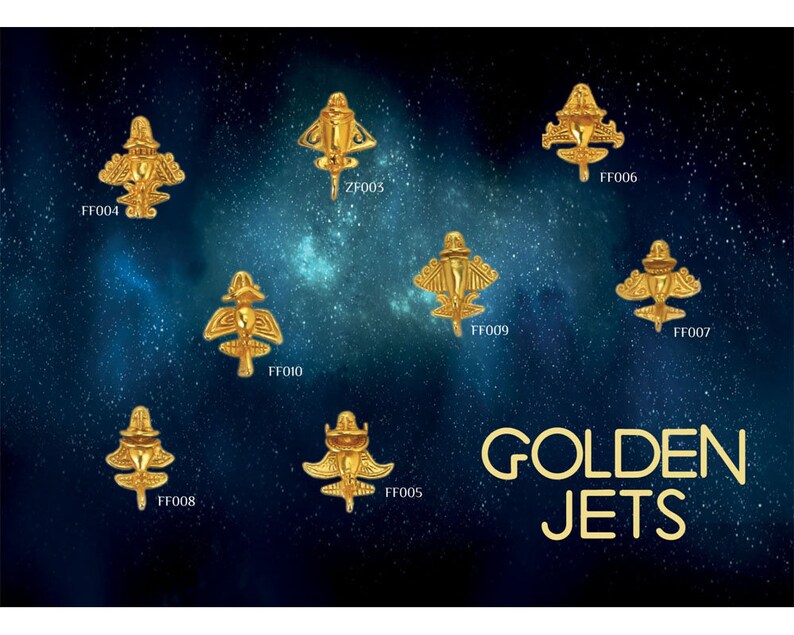 Quimbaya Flyer Ancient Aircraft Pin 24k Gold Plated Golden Jet-9 Ancient Astronaut Theorists UFOlogists Gift for Aliens Believers UFO Lovers