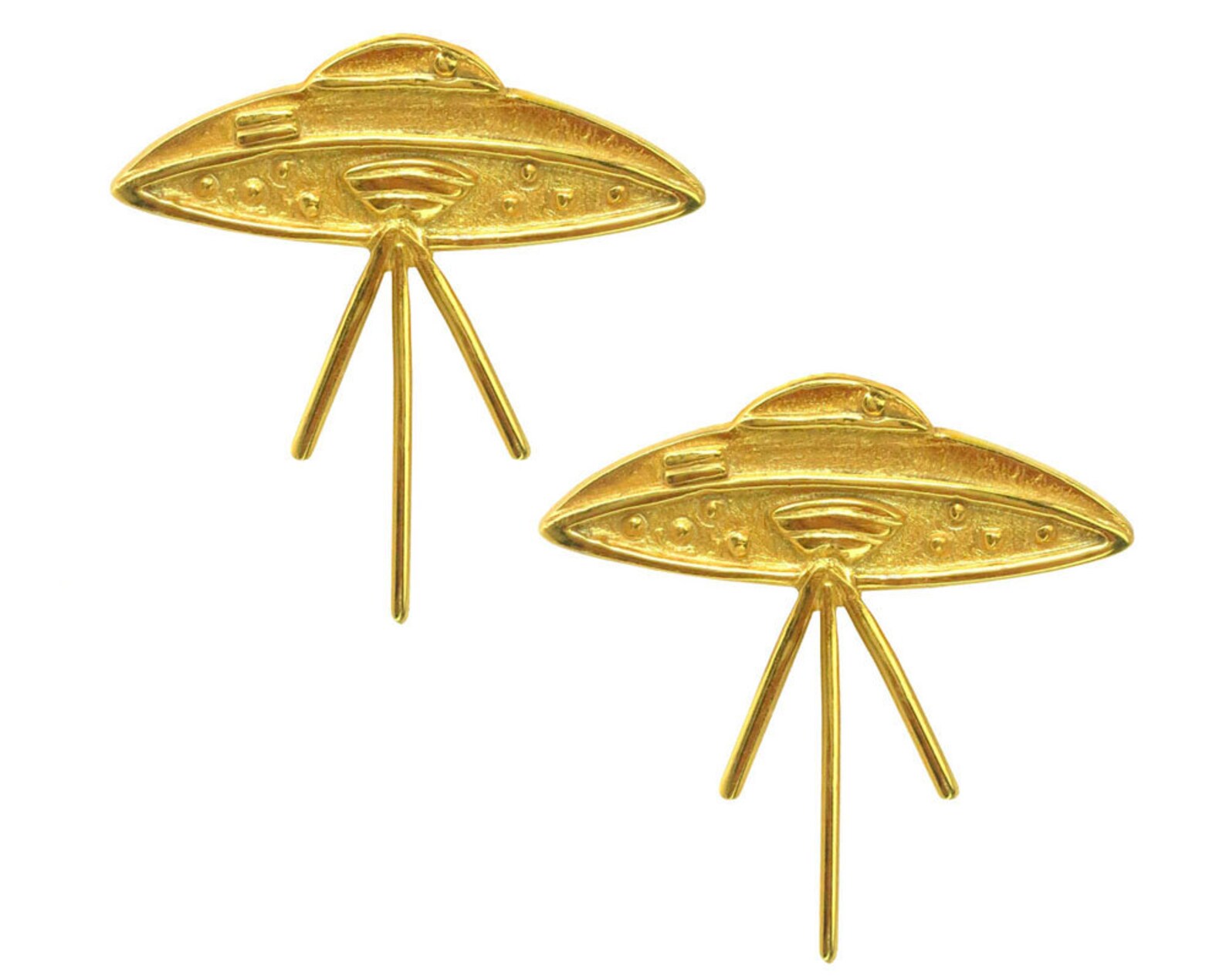 Elvis UFO Alien Flying Saucer Earrings 24k Gold Plated 950 Etsy