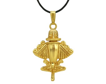 Quimbaya Flyer Ancient Aircraft Pendant 24k Gold Plated Golden Jet-9 Ancient Astronaut Theorists Gift for Aliens Outer Space UFO Lovers