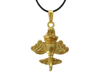 Quimbaya Flyer Ancient Aircraft Pendant 24k Gold Plated Golden Jet-7 Ancient Astronaut Theorists Gift for Aliens Outer Space UFO Lovers