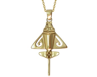 Quimbaya Flyer Ancient Aircraft Pendant 24k Gold Plated 950 Silver Golden Jet-3 Ancient Astronaut Theorists Gift for Aliens UFO Lovers