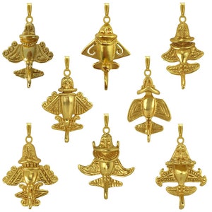 Golden Jet Bundle With Eight Pre-columbian REAL 24k Gold