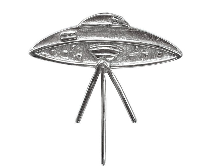 Elvis UFO Alien Flying Saucer Lapel Pin 950 Silver  Gift for UFOlogists Aliens Believers Outer Space UFO Lover