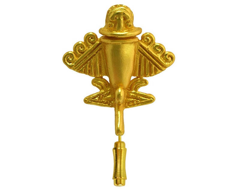 Quimbaya Flyer Ancient Aircraft Pin 24k Gold Plated Golden Jet-9 Ancient Astronaut Theorists UFOlogists Gift for Aliens Believers UFO Lovers