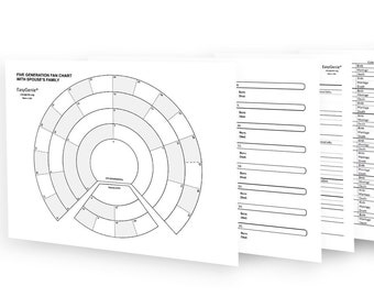 3 Large Print PRINTABLE Genealogy Forms | Pedigree Chart, Fan Chart, Family Group Worksheets