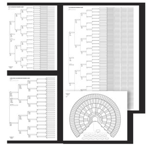 Grote genealogiekaarten Sampler-offset gedrukt op zuurvrij papier (4 vellen)