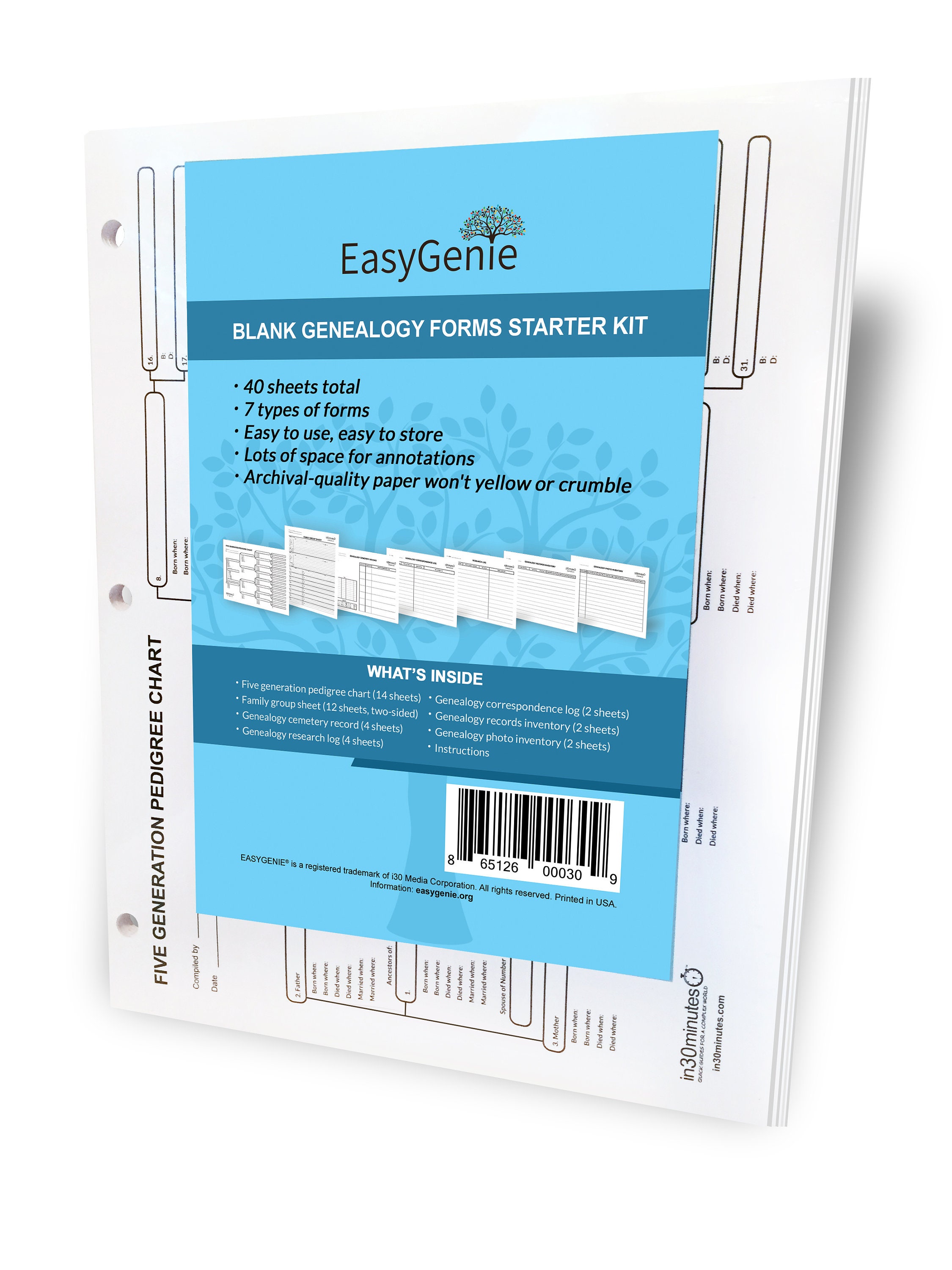  EASYGENIE Genealogy Stories Kit: Worksheets, Charts, and Forms  to Preserve Family History and Ancestry (30 Sheets) : Office Products