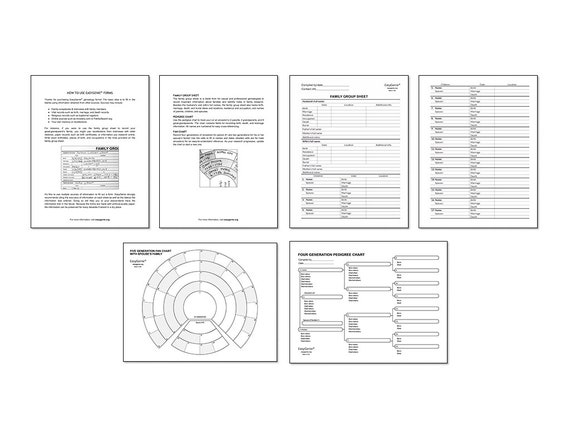 Genealogy Worksheet Printable Family Tree Template Pedigree Chart 7  Generations Family Tree Chart Genealogy Organizer Template Download 