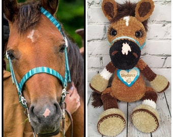 Cheval en peluche au crochet gris, Jouet animal de la ferme, Jouet personnalisé poney au crochet, Cheval personnalisé, Pépinière des animaux de la ferme, Super doux.