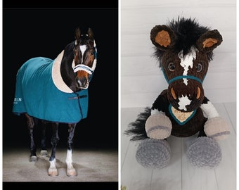 Custom Horse crochet plushie -Horse memory  - Gift for daddy cowboy - Pet loss gifts - White amigurumi pony - Special Gift to Horse Lover