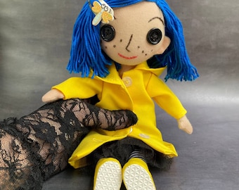 Coraline Rag  Handmade doll . Coraline movie .