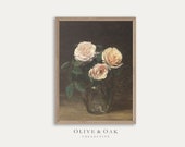 Vintage Floral Art Print Moody Flower Artwork PRINTABLE Antique Oil Painting Print Digital Download Art 513