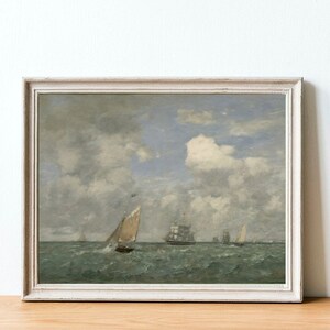 Vintage Ship Ocean Painting / Nautical Seascape Wall Art PRINTABLE ...