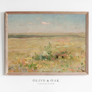 Spring Landscape Painting / Farmhouse PRINTABLE Artwork / Vintage Print / #126