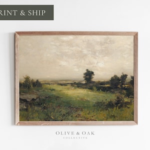 Country Oil Painting / Vintage Landscape Art / Farmhouse Print / #57 PRINTED or SHIPPED