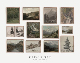 Rustic Gallery Wall Print SET / Cabin Decor Wall Art PRINTABLE / Vintage Paintings / #G48