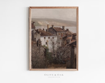 Moody European Architecture Print / Neutral Cityscape Painting PRINTABLE / #384