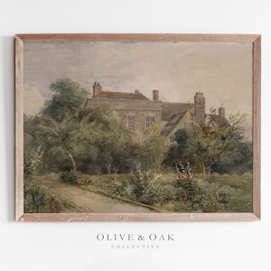 English Cottage Painting / Country Landscape PRINTABLE / Digital Download / #121