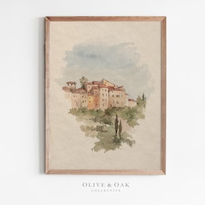 Vintage Cityscape Watercolor Painting / Antique Architecture Drawing PRINTABLE / #320