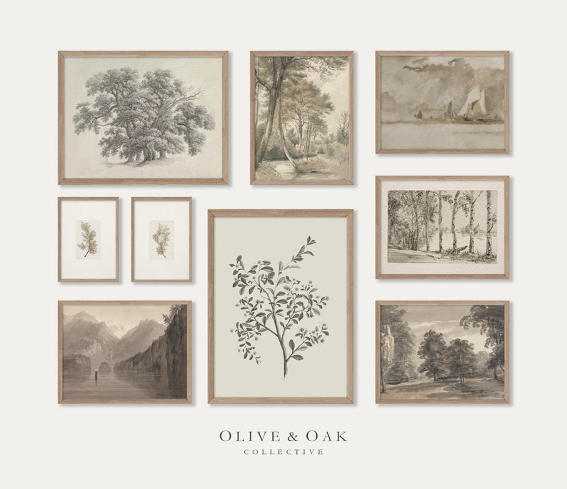 Neutral Gallery Wall Art / Set of 9 Art Prints / Downloadable Etsy