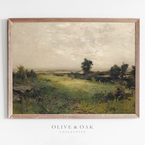 Country Oil Painting /  Vintage Landscape PRINTABLE Art / Farmhouse Print / #57